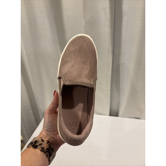 UGG Suede Leather Women Size 9 Dusty Rose Pink Flat Slip On Shoes - Picture 7 of 9